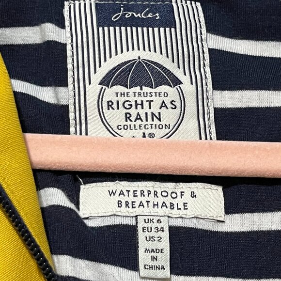 Joules Womens Right As Rain Jacket Size 2 Coastal Nautical Fisherman Harborside - Picture 6 of 12